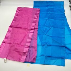 Berkshire “Silken Polyester” Vintage Pink & Blue Scarves w/Tone on Tone Stripes